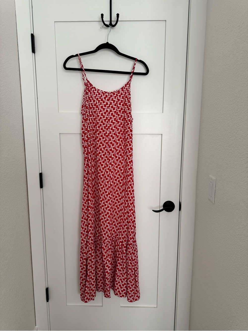 Red Printed Spaghetti-Strap Maxi Dress